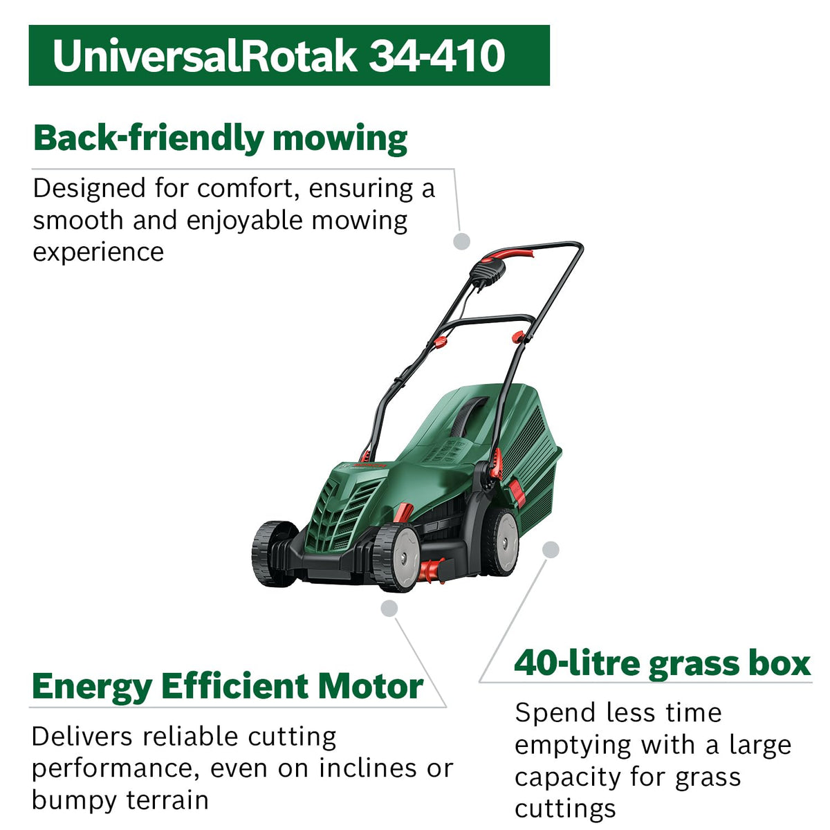 JAMESORA UniversalRotak 34-410 Corded Lawn Mower – 34cm Cutting Width